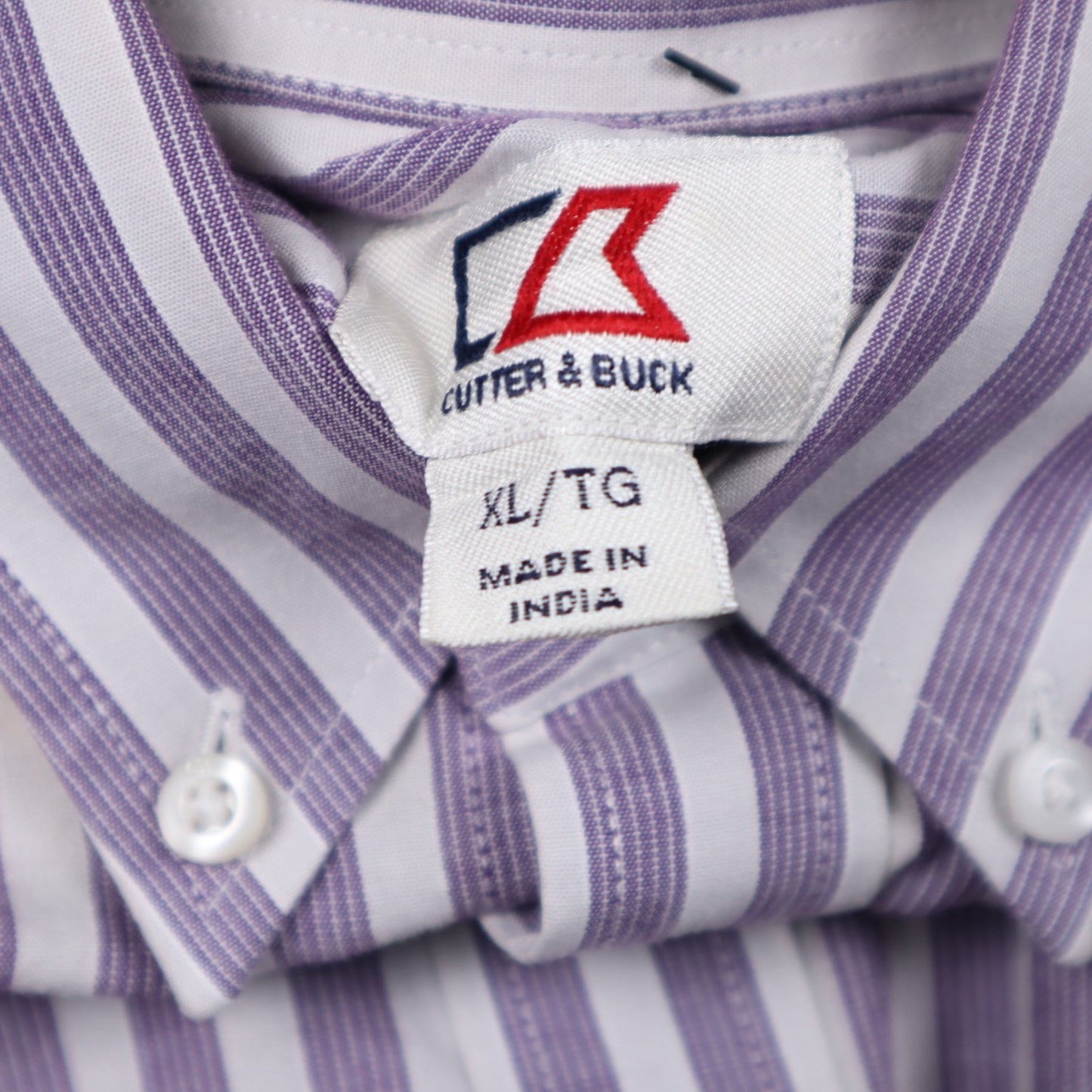Early 2000s Purple Striped TCU Cutter & Buck Long Sleeve Button Up Shirt 5605