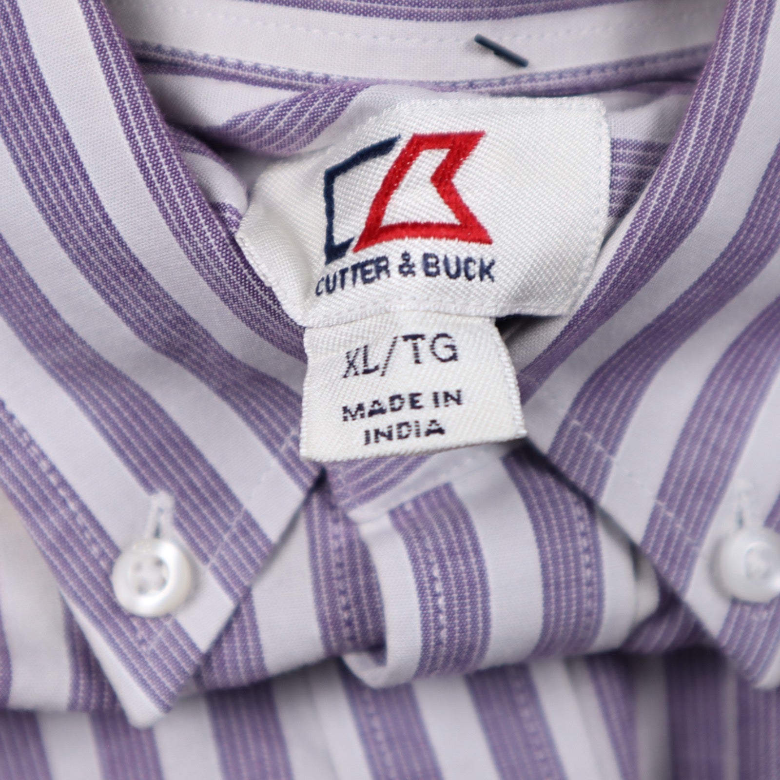 Early 2000s Purple Striped TCU Cutter & Buck Long Sleeve Button Up Shirt 5605