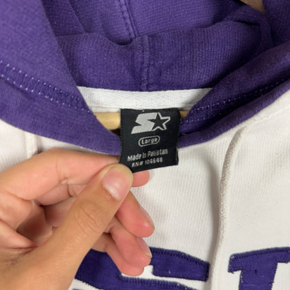 Early 00s White Purple Starter LSU Tigers Graphic Hoodie L 1197