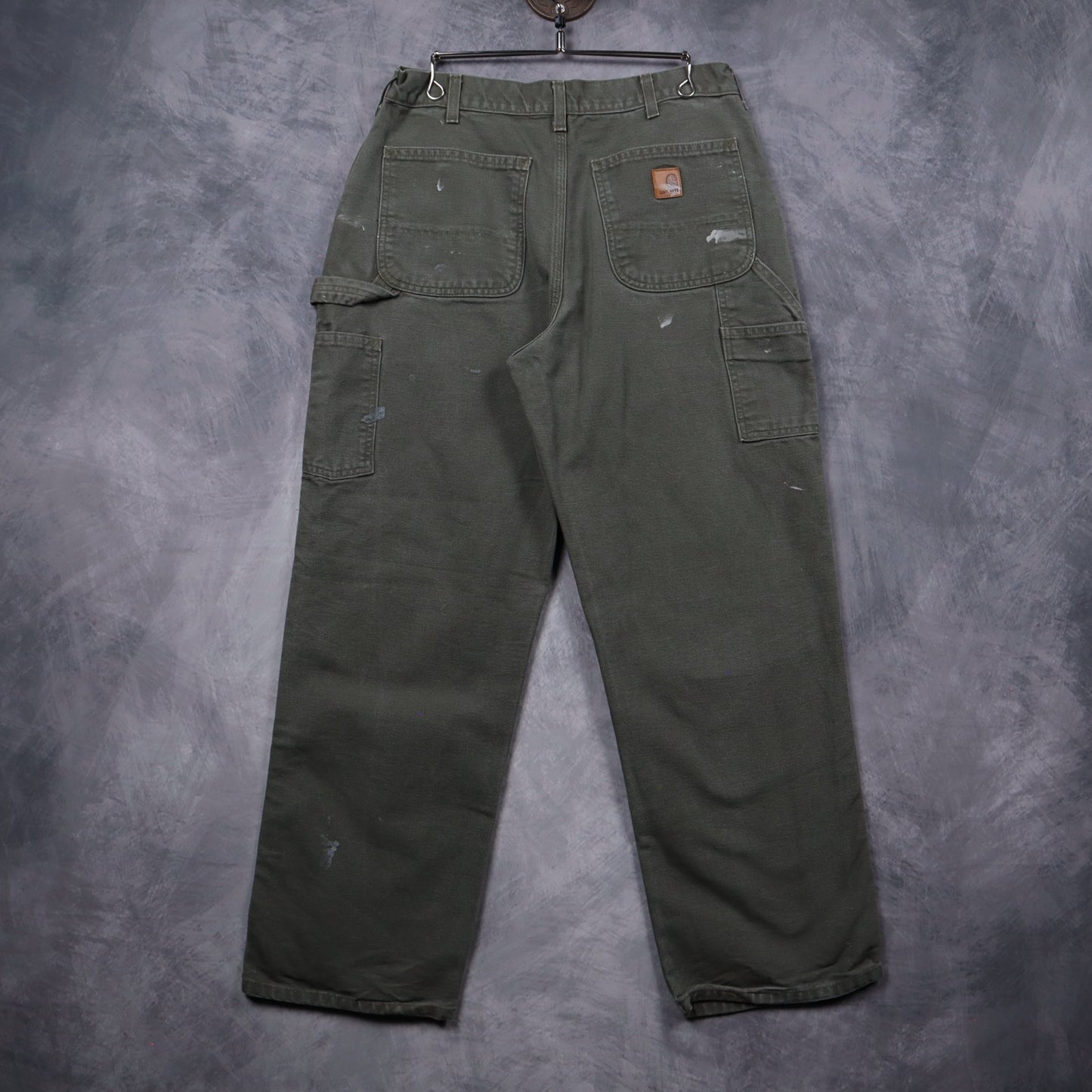 Early 2000s Olive Green Carhartt Painted Dungaree Carpenter Pants 5257