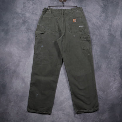Early 2000s Olive Green Carhartt Painted Dungaree Carpenter Pants 5257