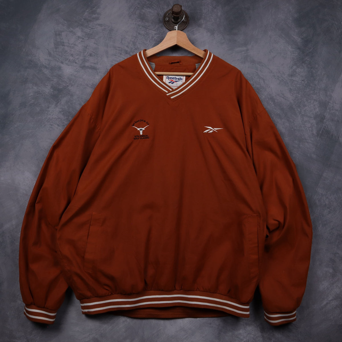 1999 Burnt Orange Reebok Golf Classic V-Neck Pullover 5942