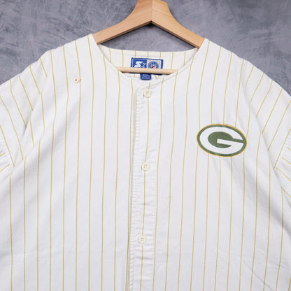 90s White Green Bay Packers Starter Pinstripe Baseball Jersey 6688