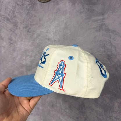 90s Cream Houston Oilers Snapback Hat 6833