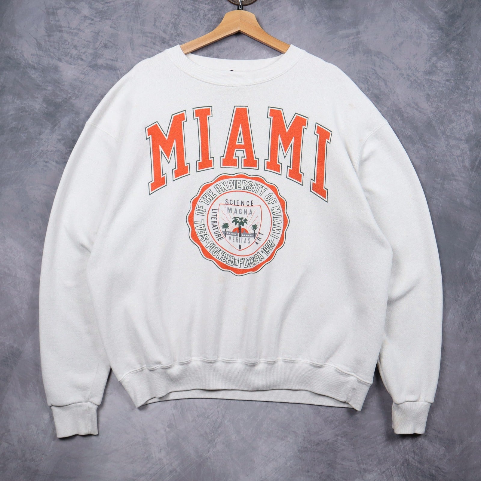 90s White University of Miami Crewneck Sweatshirt 5138