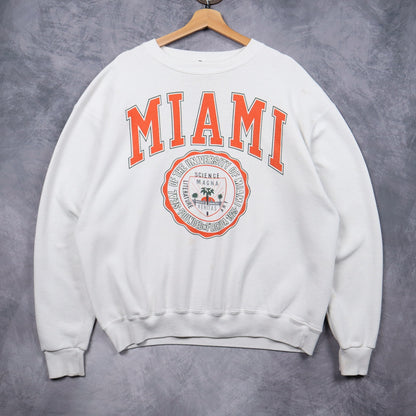 90s White University of Miami Crewneck Sweatshirt 5138