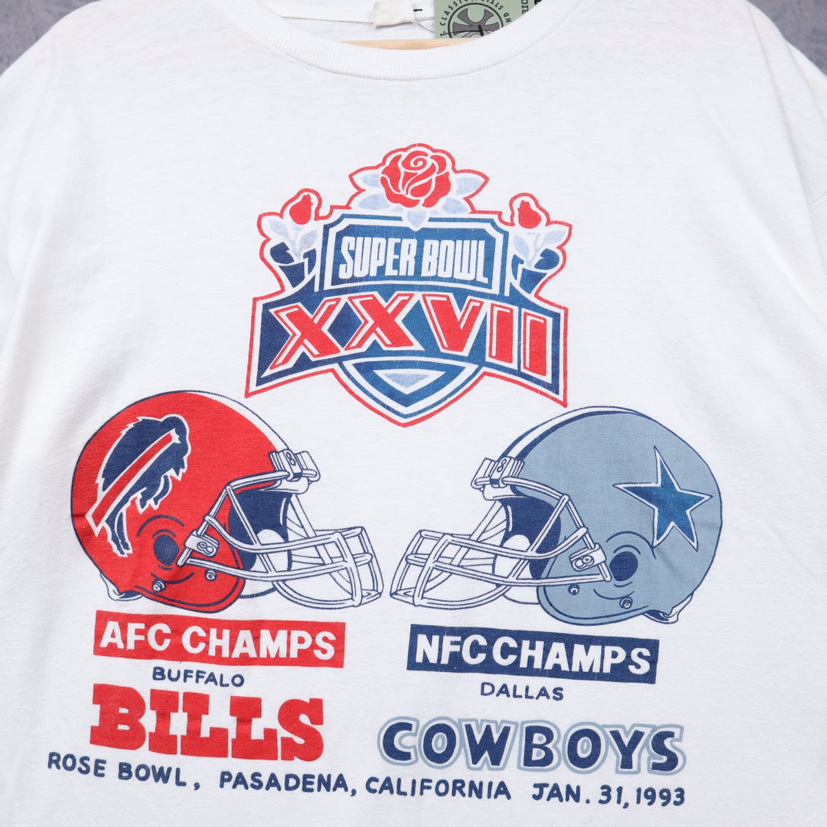 1993 White Super Bowl XXVII Bills vs Cowboys Shirt 6636