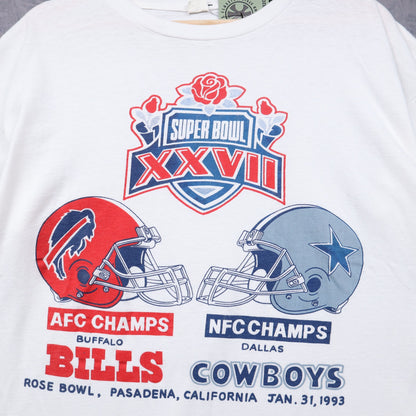 1993 White Super Bowl XXVII Bills vs Cowboys Shirt 6636