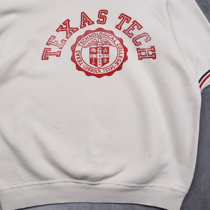 60s White Texas Tech Champion Running Man Short Sleeve Sweatshirt 5107