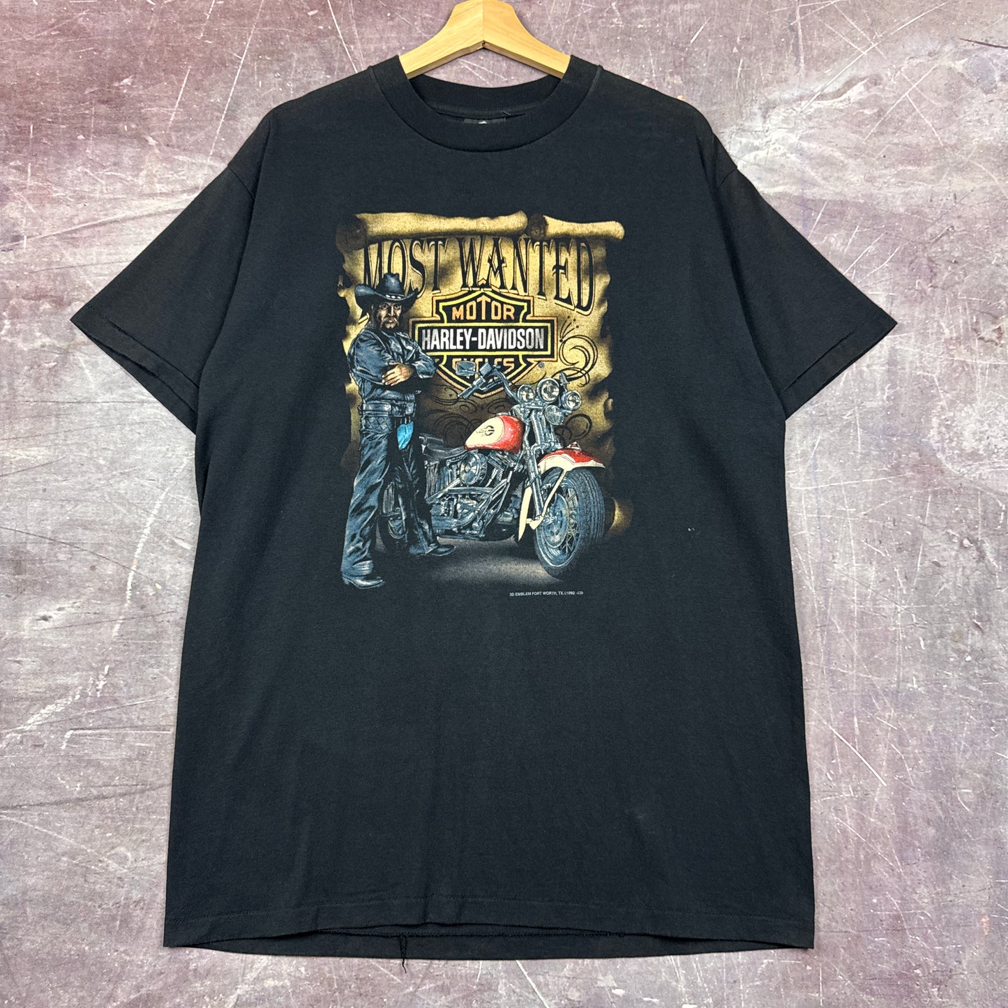 90s Black Harley Davidson 3D Emblem Shirt 3189