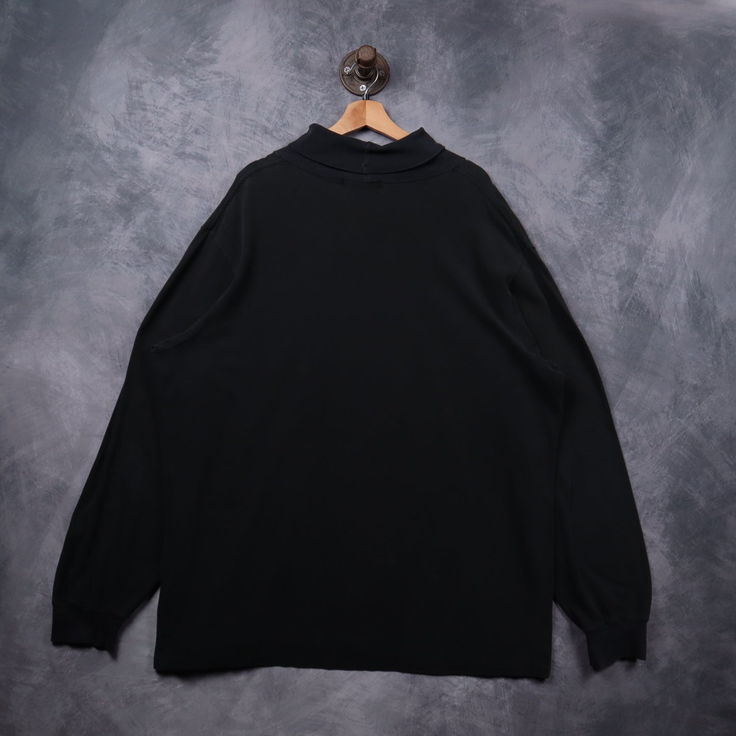 90s Black Polo Ralph Lauren Mock Neck Long Sleeve Shirt 5400