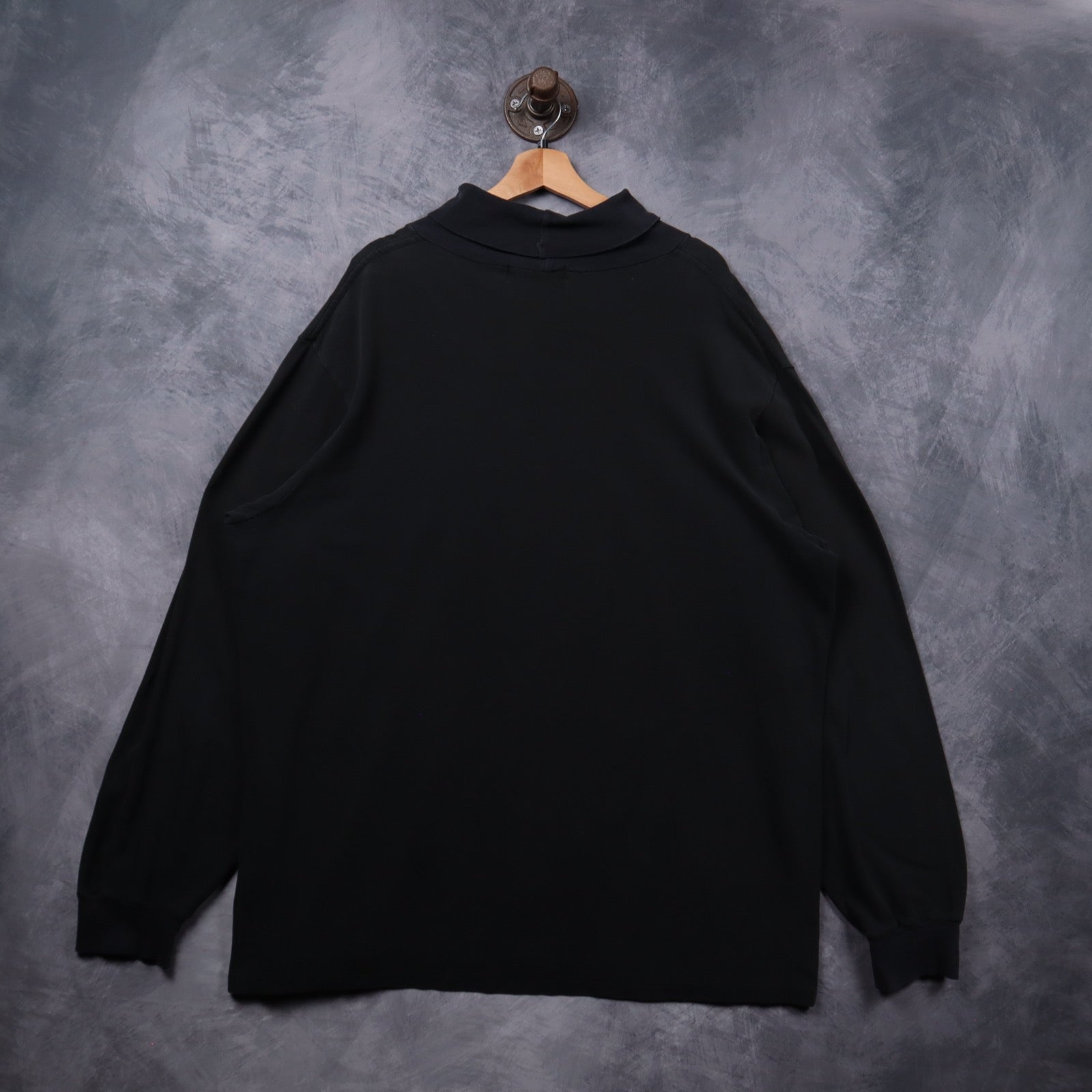 90s Black Polo Ralph Lauren Mock Neck Long Sleeve Shirt 5400