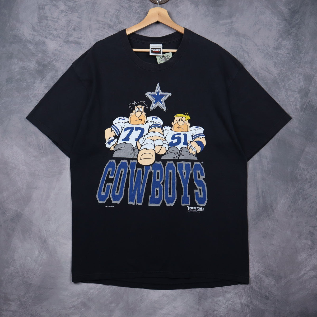 1993 Black Dallas Cowboys x Flintstones Shirt 6742
