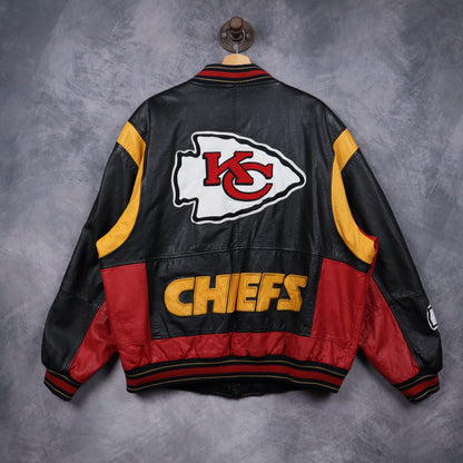 90s Black Kansas City Chiefs G-III Carl Banks Leather Jacket 6502