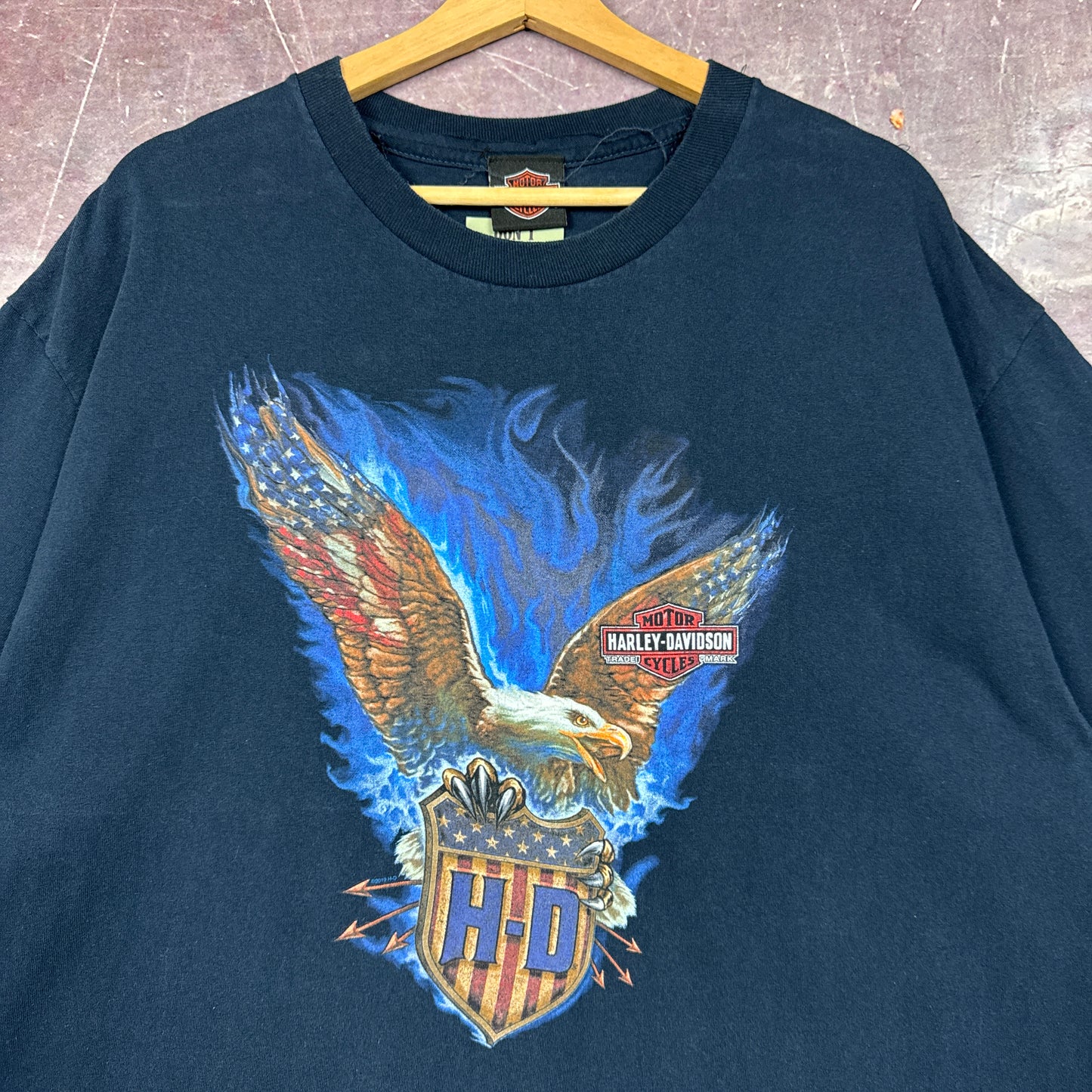 00s Navy Blue Harley Davidson Shirt 3121