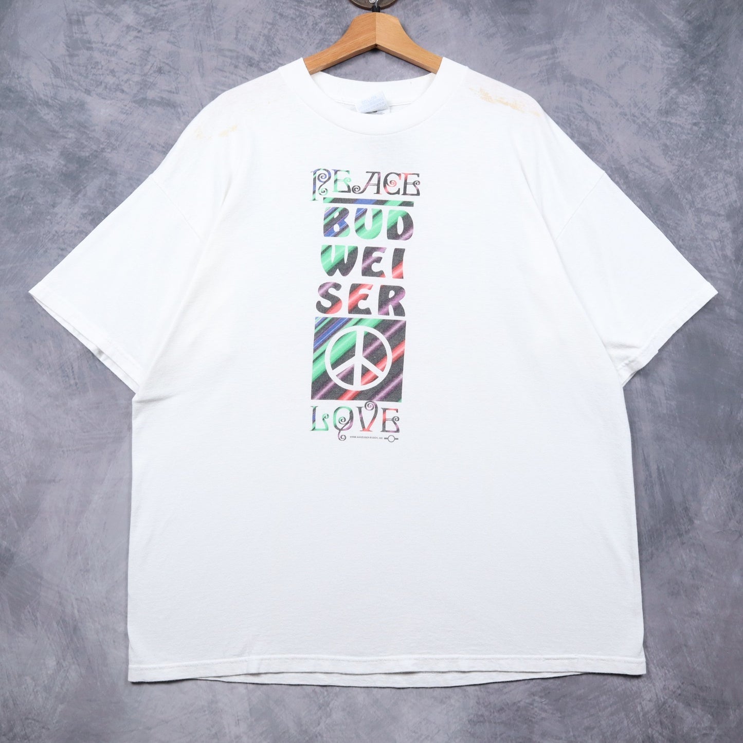 1998 White Budweiser Peace Love Shirt 4841