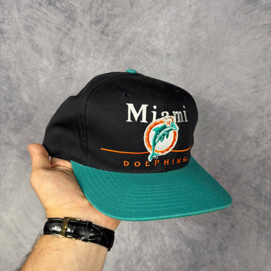 90s Black Miami Dolphins Snapback Hat 6821