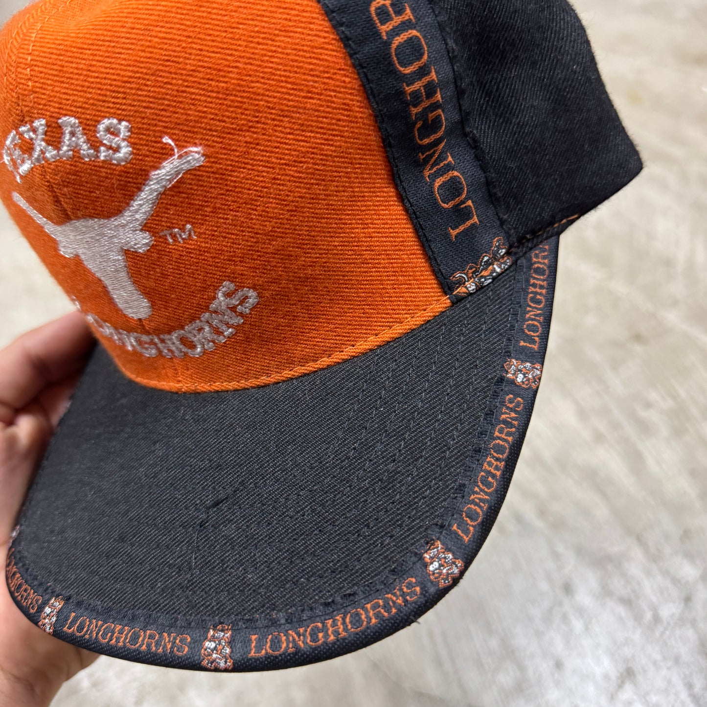 90s Orange University of Texas Longhorns Pro Player Colorblock Bevo Snapback Hat