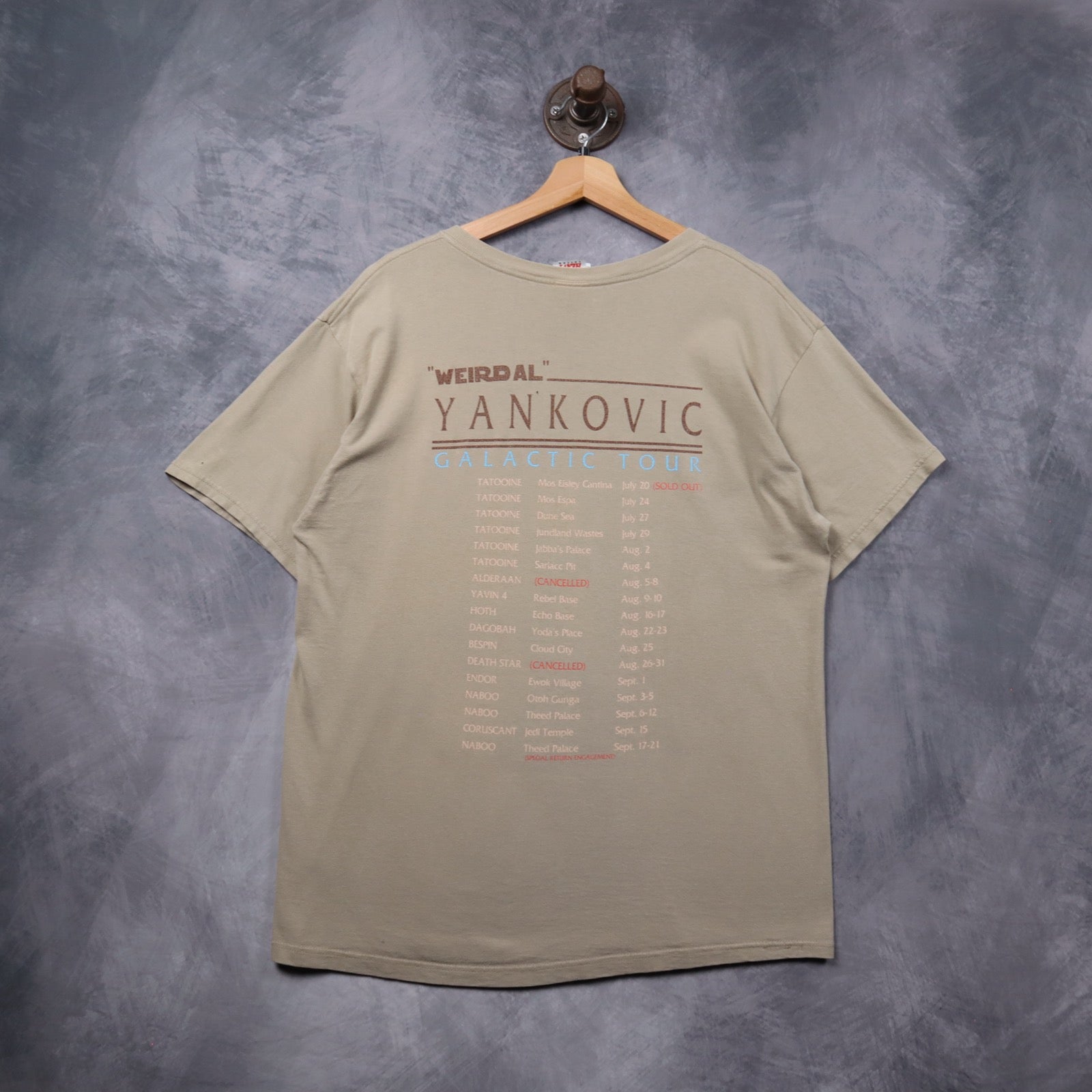 Late 90s Tan Weird Al Yankovic The Saga Begins Galactic Tour Shirt 5452