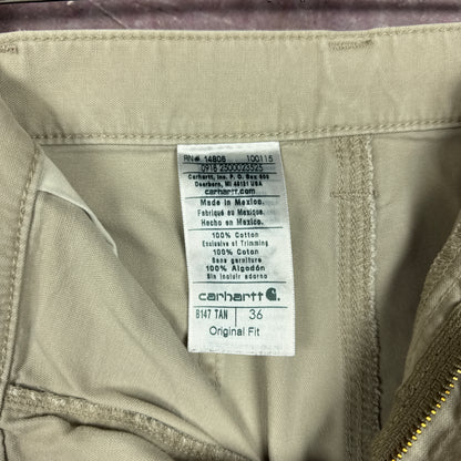 00s Tan Brown Baggy Carhartt Carpenter Painter Work Shorts 35x9.5 2794