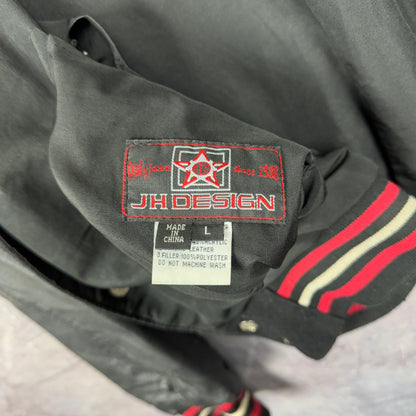 90s Black Ohio State Jeff Hamilton Reversible Letterman Varsity Jacket XL 1293