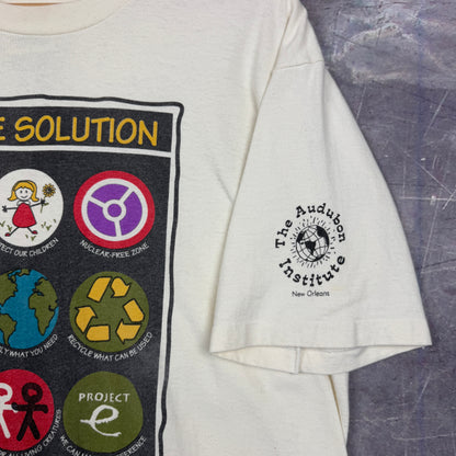 1993 White Be The Solution Not The Problem World Peace Graphic Shirt L 1059