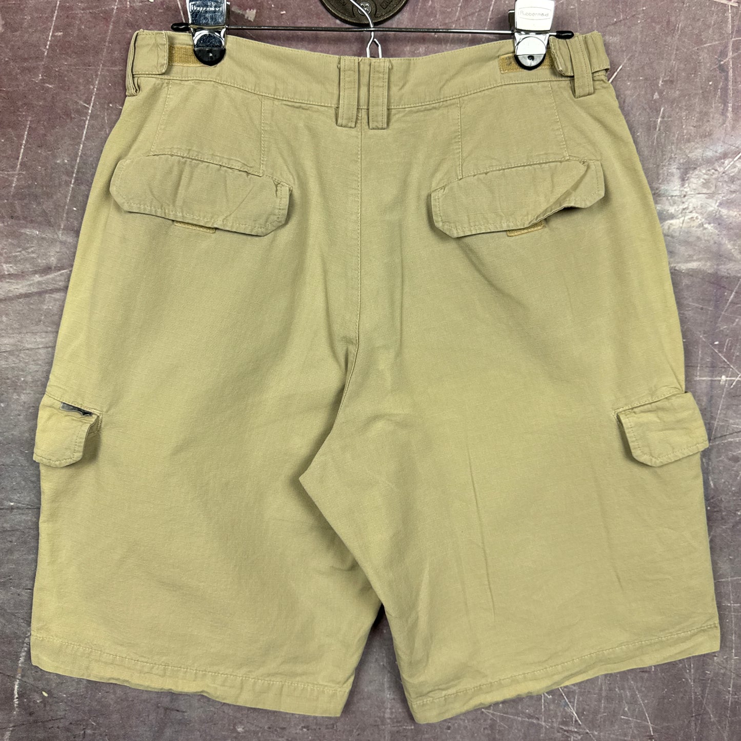 90s Khaki Stussy Baggy Cargo Shorts 30x10 3516