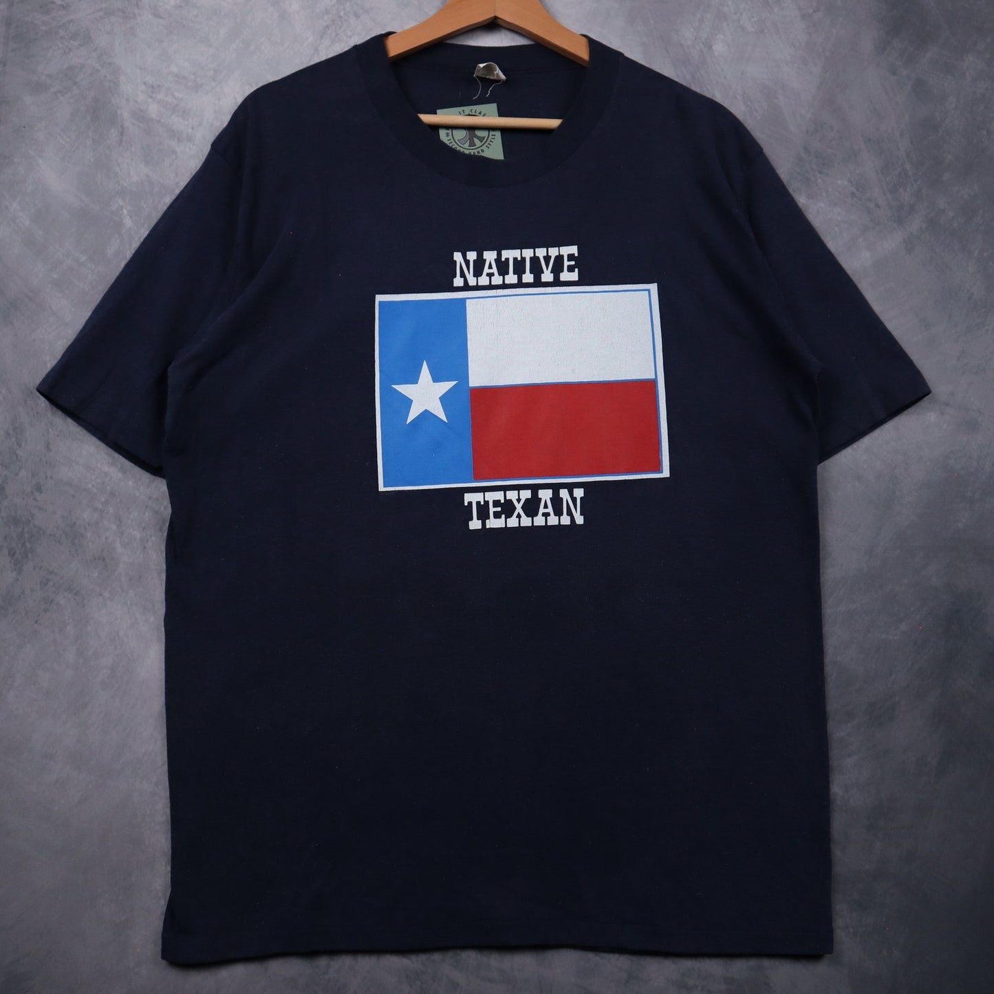 80s Navy Blue Native Texan Flag Shirt 4647