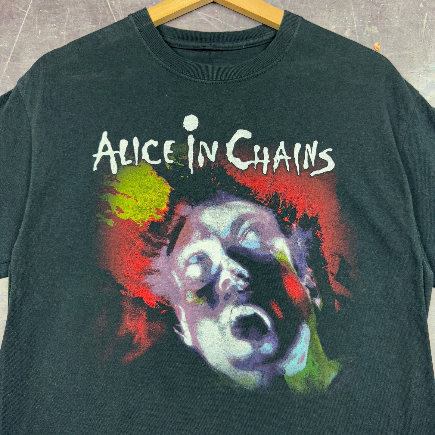 00s Black Alice In Chains Facelift Album Art Band Graphic Shirt M 1100