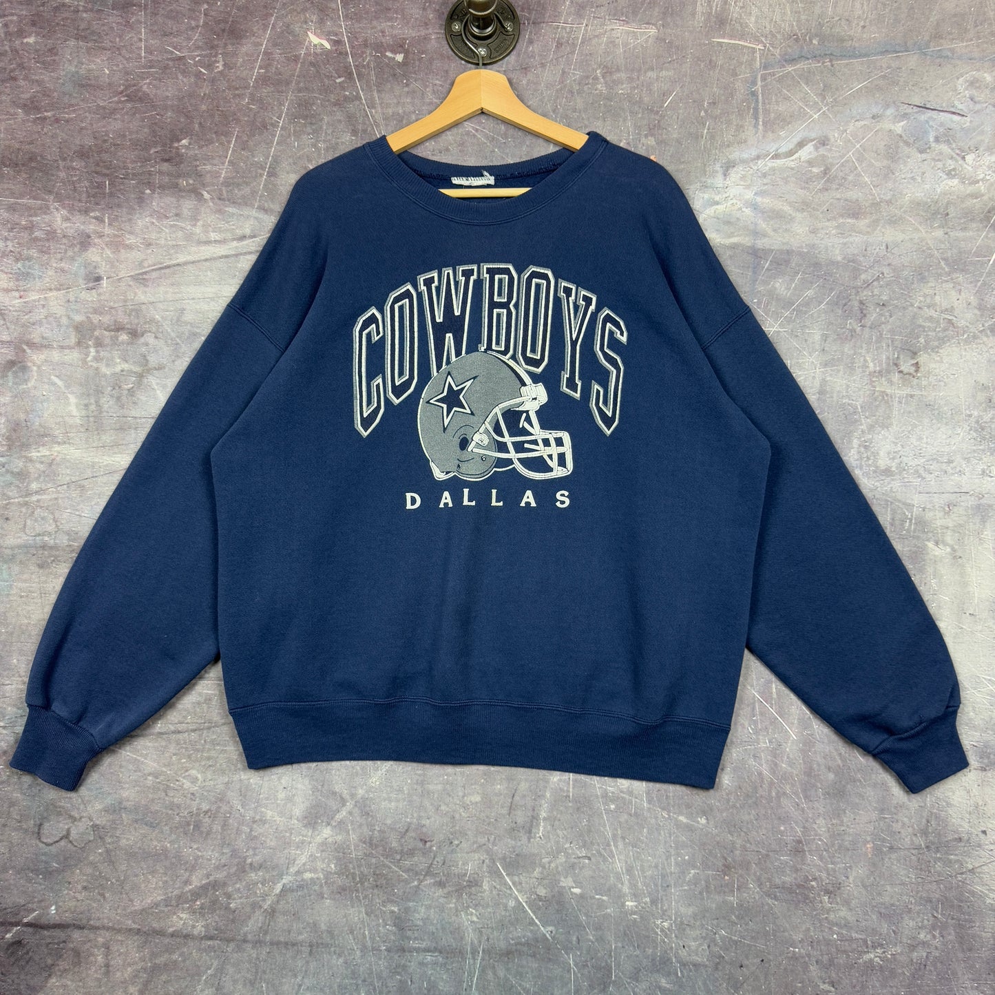 90s Navy Blue Dallas Cowboys Football Graphic Crewneck Sweatshirt L 1219