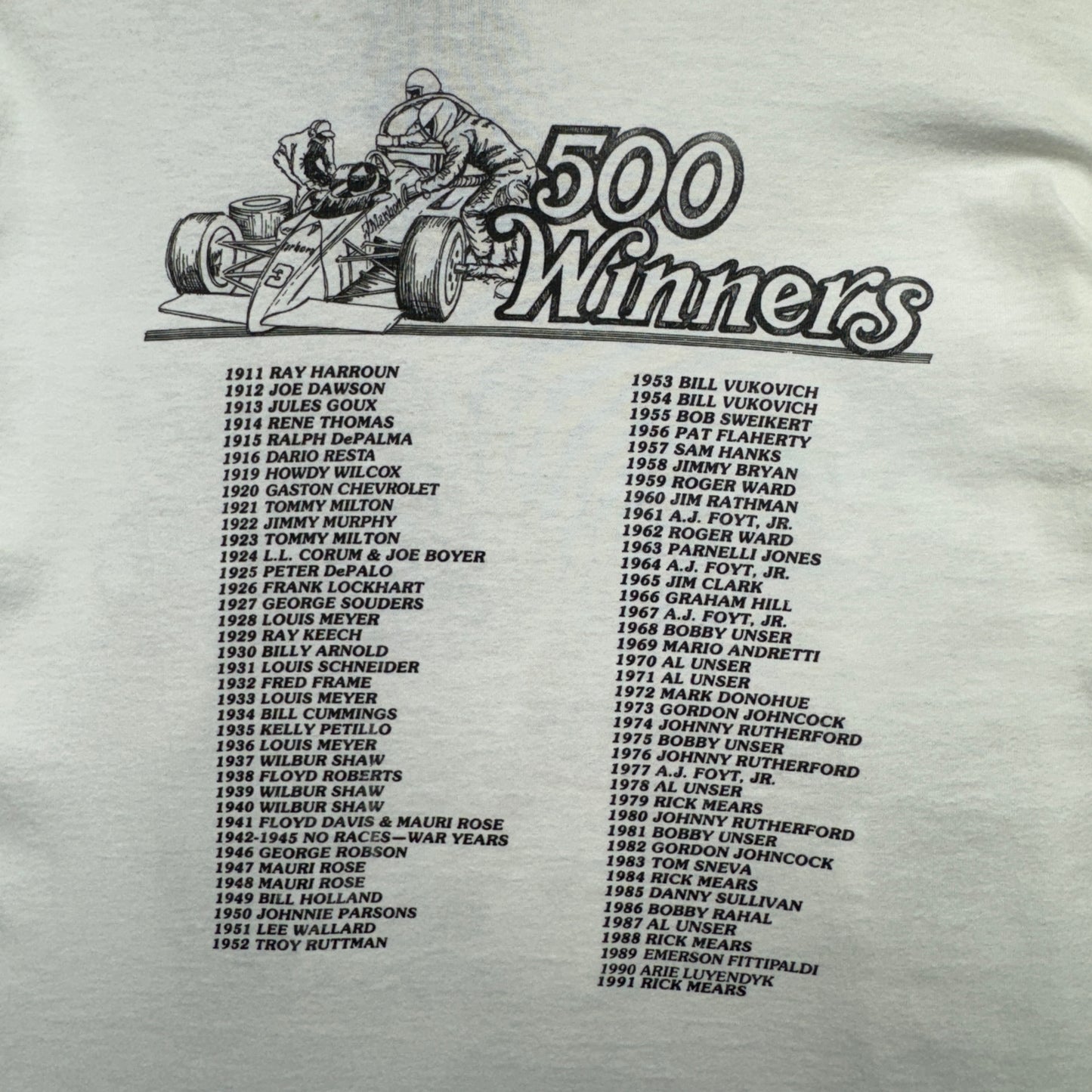 1992 White Marlboro Indianapolis 500 Shirt 3934