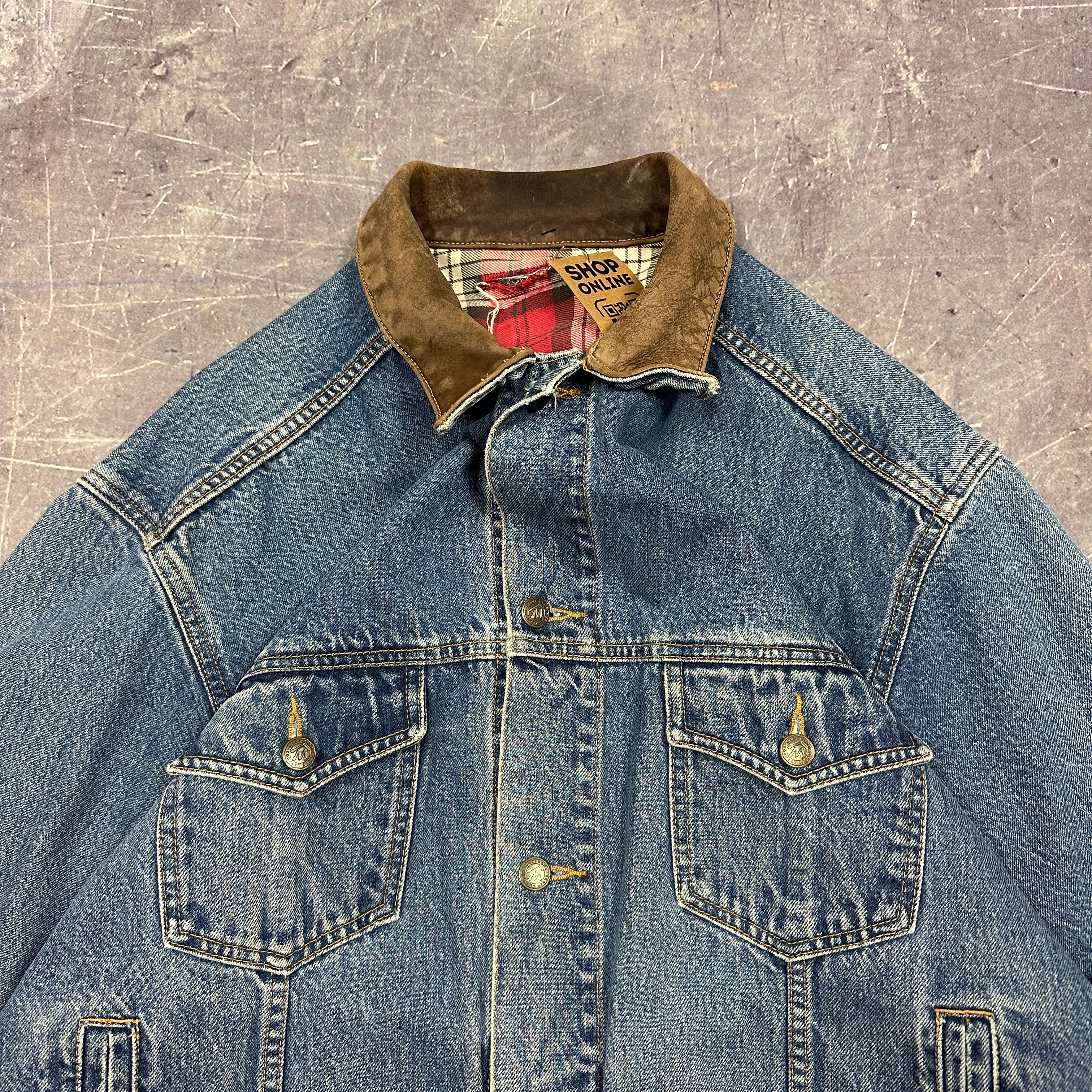 Marlboro L Trucker Jacket Blue Jean hotsell Denim Cotton Leather Gorpcore