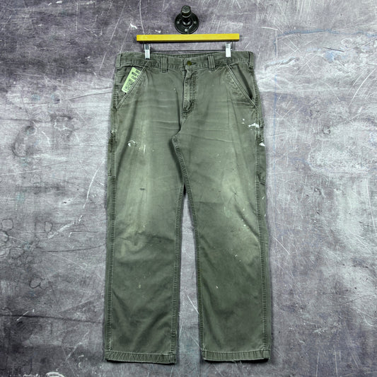 00s Gray Green Carhartt Baggy Carpenter Work Pants 34x29 0394