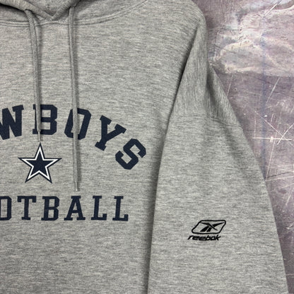 90s Light Gray Reebok Dallas Cowboys Football Graphic Hoodie L 1275