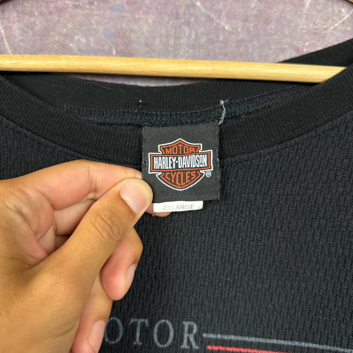 00s Black Harley Davidson Long Sleeve Thermal Shirt 3168