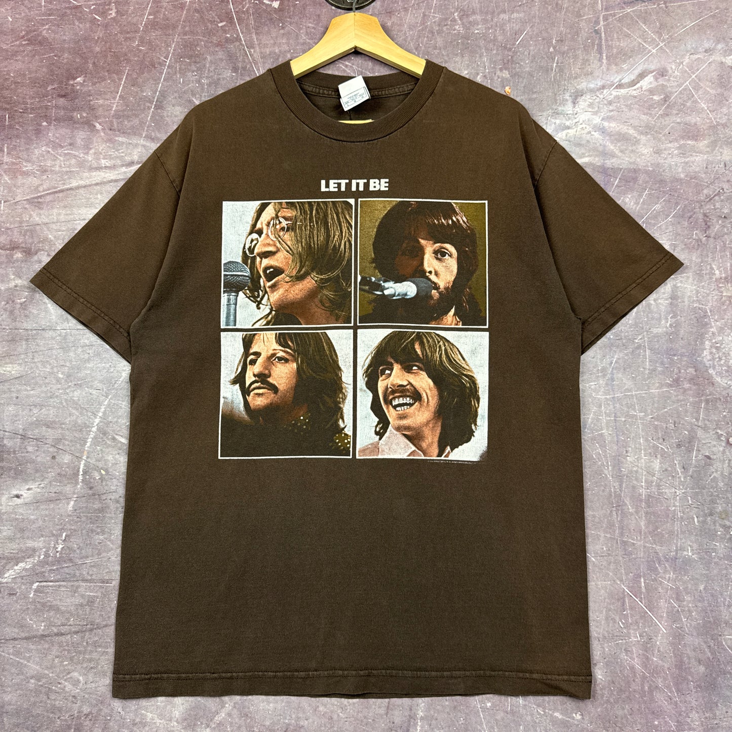 Early 00s Mocha Brown The Beatles Let It Be Graphic Shirt L 2957