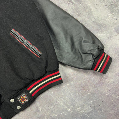 90s Black Ohio State Jeff Hamilton Reversible Letterman Varsity Jacket XL 1293