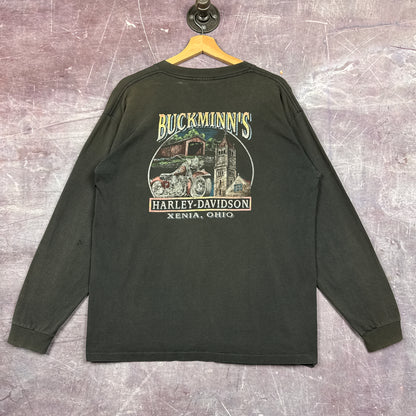 90s Faded Black Harley Davidson Long Sleeve Shirt 3041