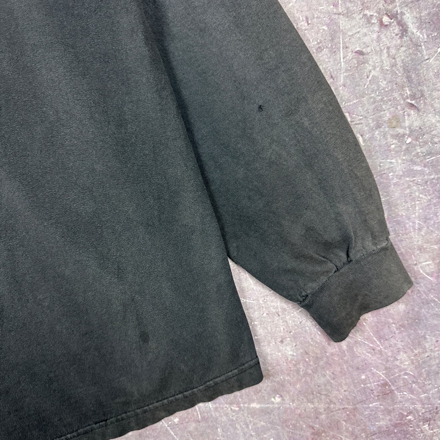 90s Faded Black Disturbed Graphic Long Sleeve Shirt L 2823