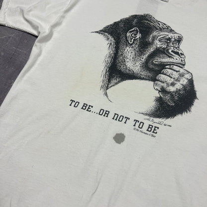 1990 White Gorilla To Be Or Not To Be Thinking Human-i-Tees Graphic Shirt L AN30