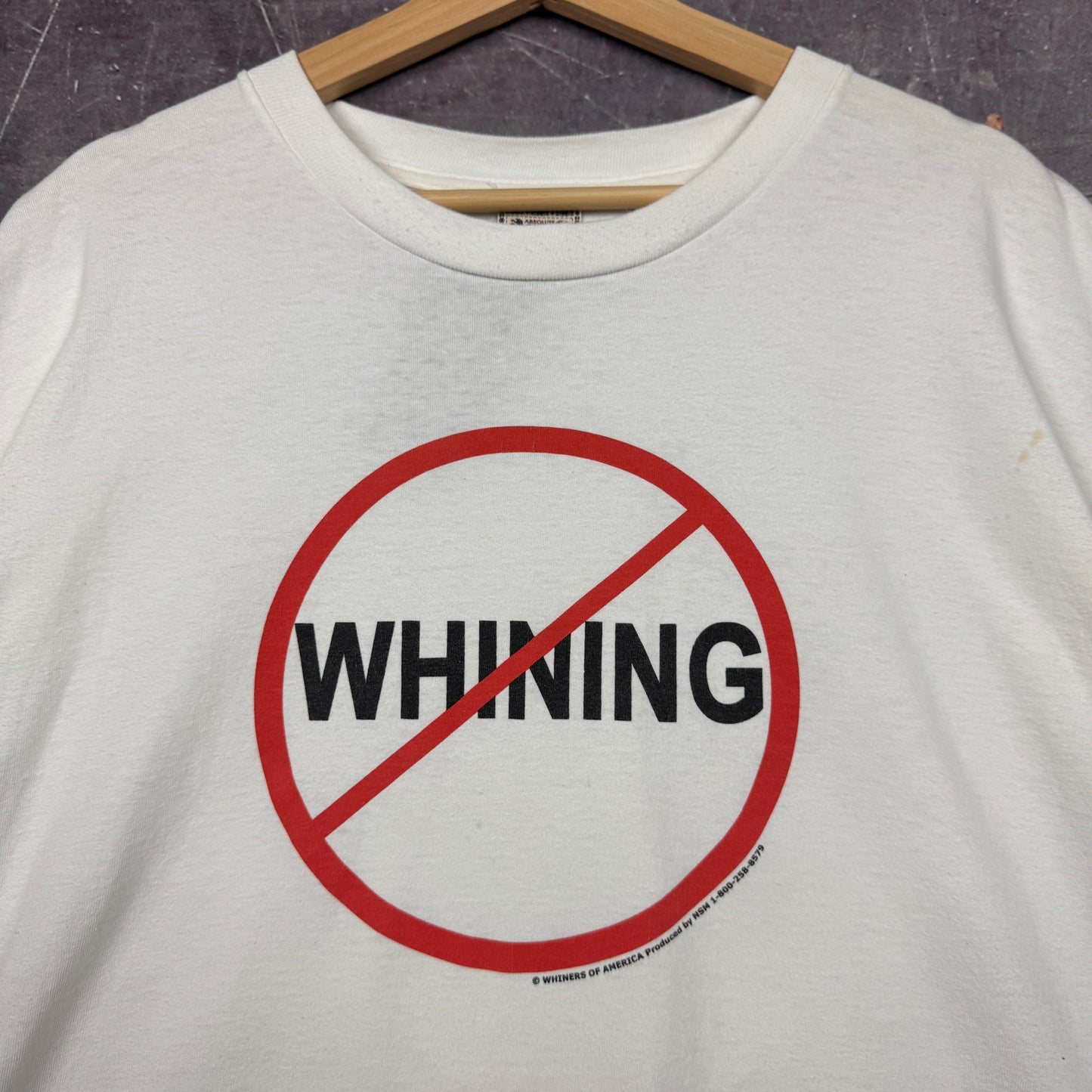 90s White No Whining Whiners of America Graphic Shirt XL 0892