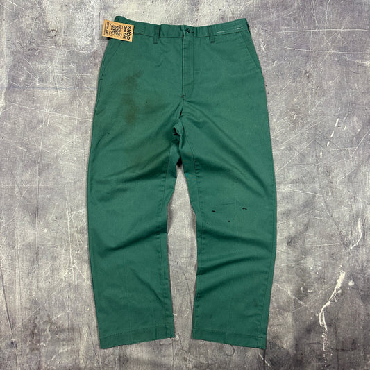 80s Green Cintas Cotton Poly Dickies Style Work Pants 33x28 AI46