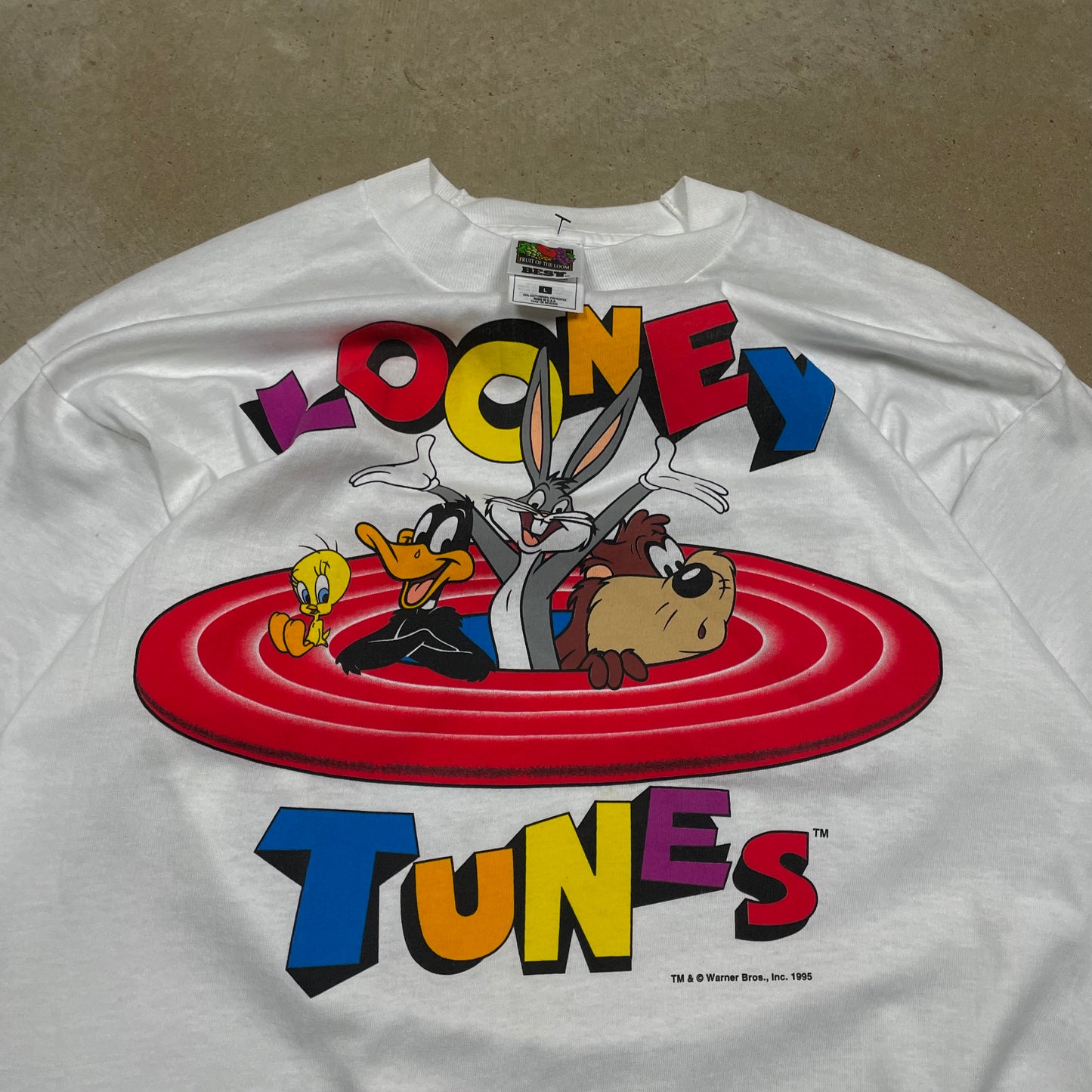 1995 White Warner Bros Looney Tunes Graphic Shirt M N51