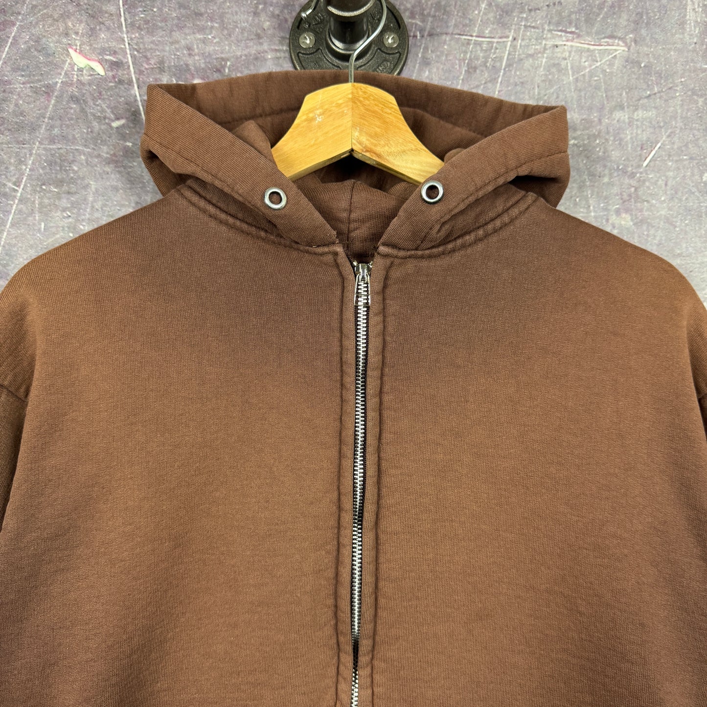 80s Mocha Brown Carhartt Thermal Lined Zip-Up Hoodie M 0332