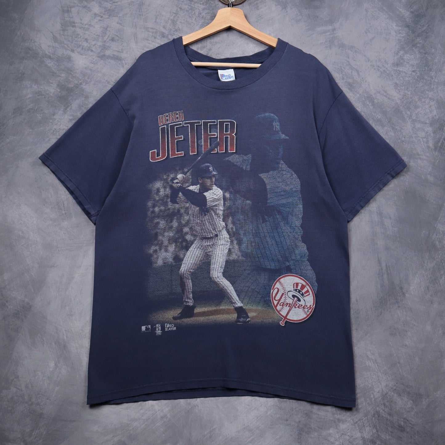 90s Navy Blue Derek Jeter Yankees Pro Player Shirt 4866