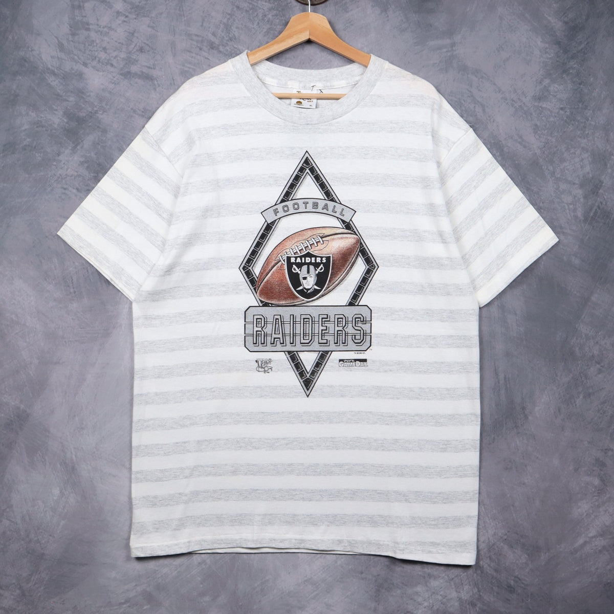 1992 White Raiders Football Striped Shirt 6703