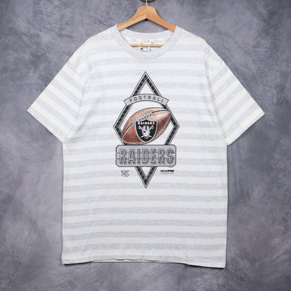 1992 White Raiders Football Striped Shirt 6703