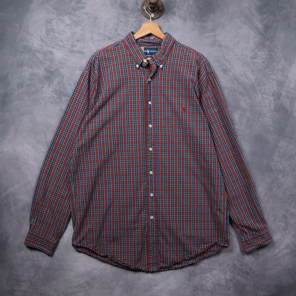 90s Red Plaid Polo Ralph Lauren Long Sleeve Button-Up Shirt 5407
