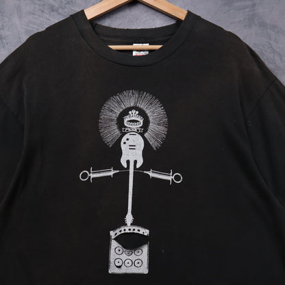 Early 90s Black KFJC 89.7FM Memorial World Tour Shirt 5369