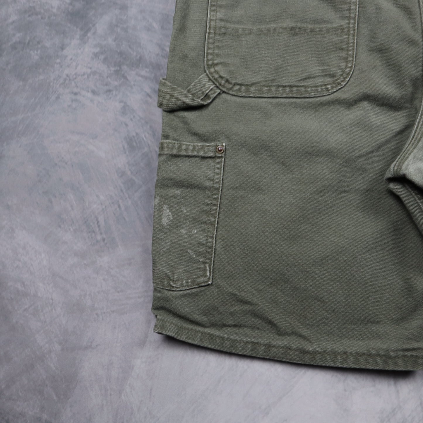 90s Olive Green Carhartt B80 MOS Double Knee Carpenter Shorts 4998